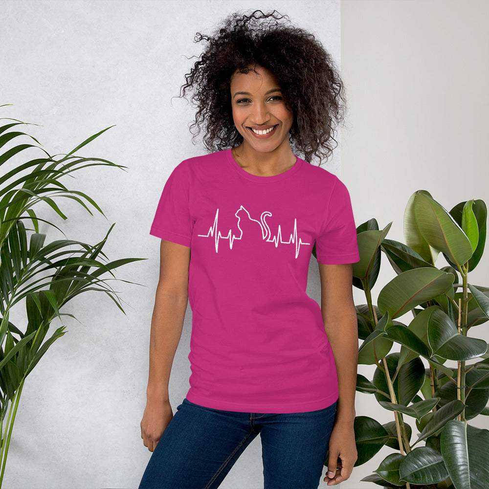 Herzschlag Katze - Kurzarm Unisex Premium T-Shirt