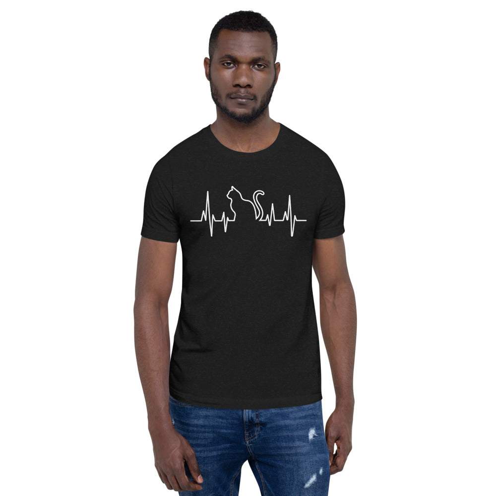 Herzschlag Katze - Kurzarm Unisex Premium T-Shirt