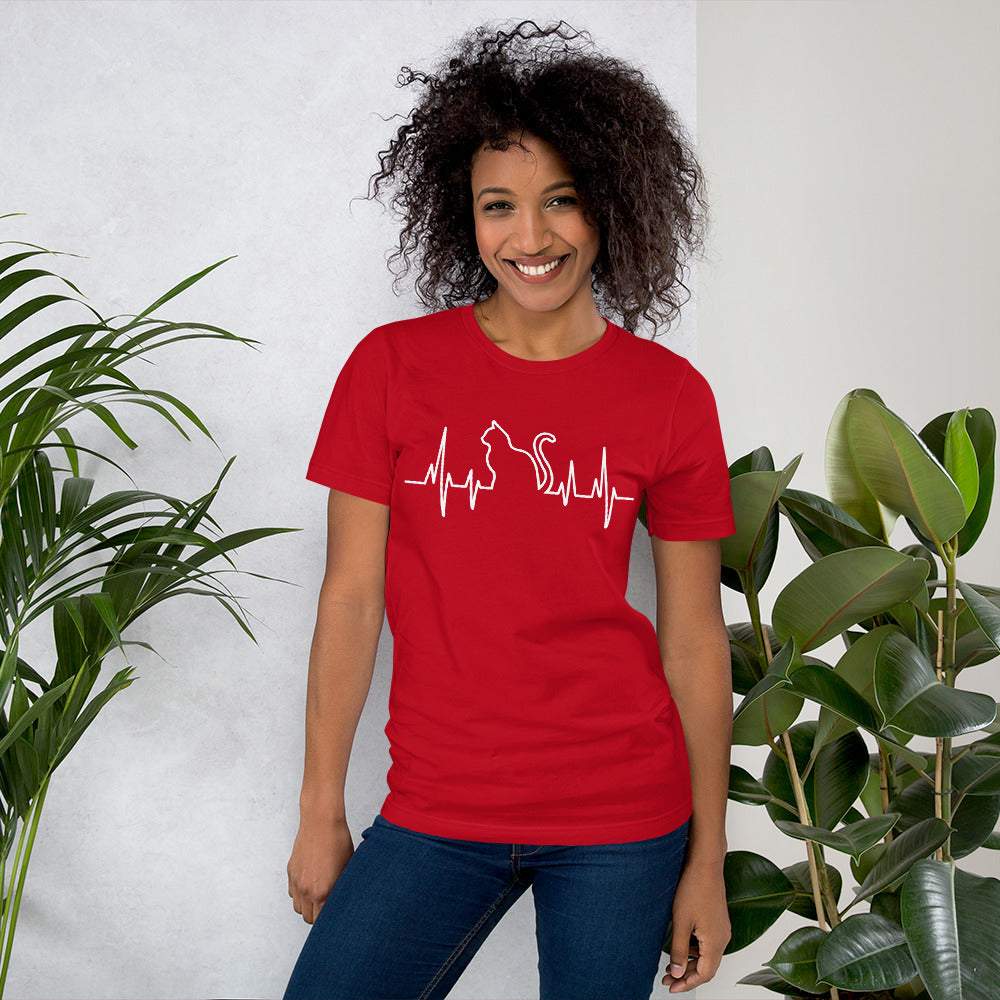 Herzschlag Katze - Kurzarm Unisex Premium T-Shirt