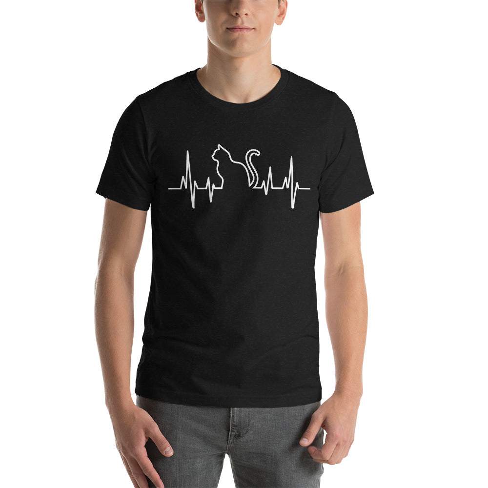 Herzschlag Katze - Kurzarm Unisex Premium T-Shirt