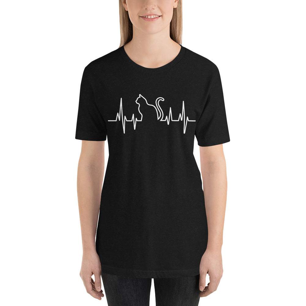 Herzschlag Katze - Kurzarm Unisex Premium T-Shirt