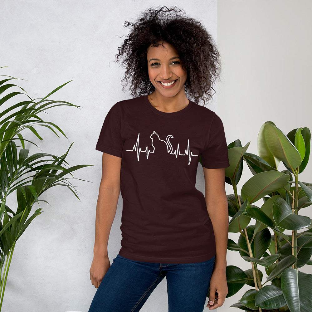 Herzschlag Katze - Kurzarm Unisex Premium T-Shirt