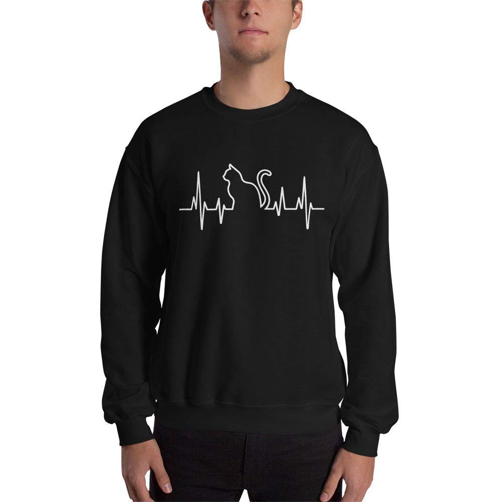 Herzschlag Katze - Unisex Sweatshirt Pullover mit Aufdruck
