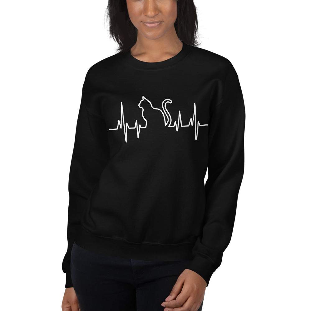 Herzschlag Katze - Unisex Sweatshirt Pullover mit Aufdruck