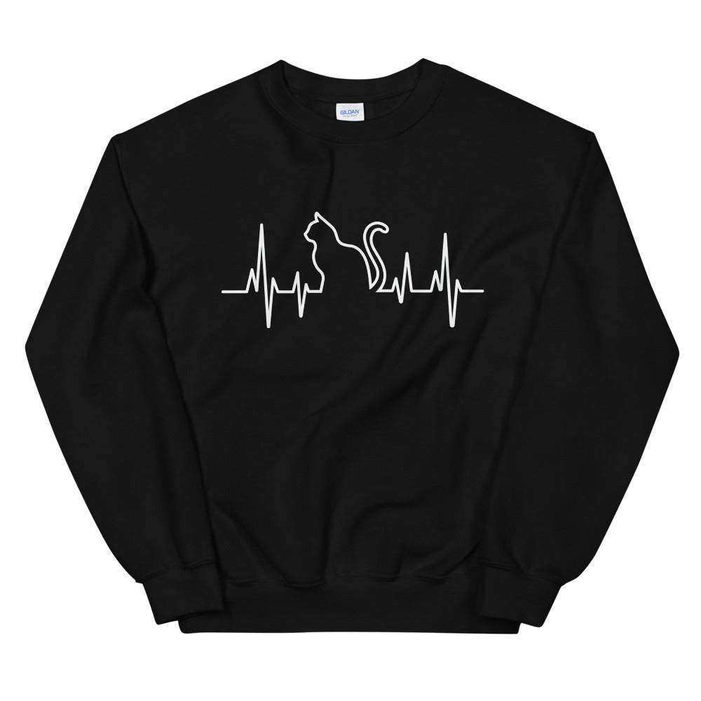 Herzschlag Katze - Unisex Sweatshirt Pullover mit Aufdruck