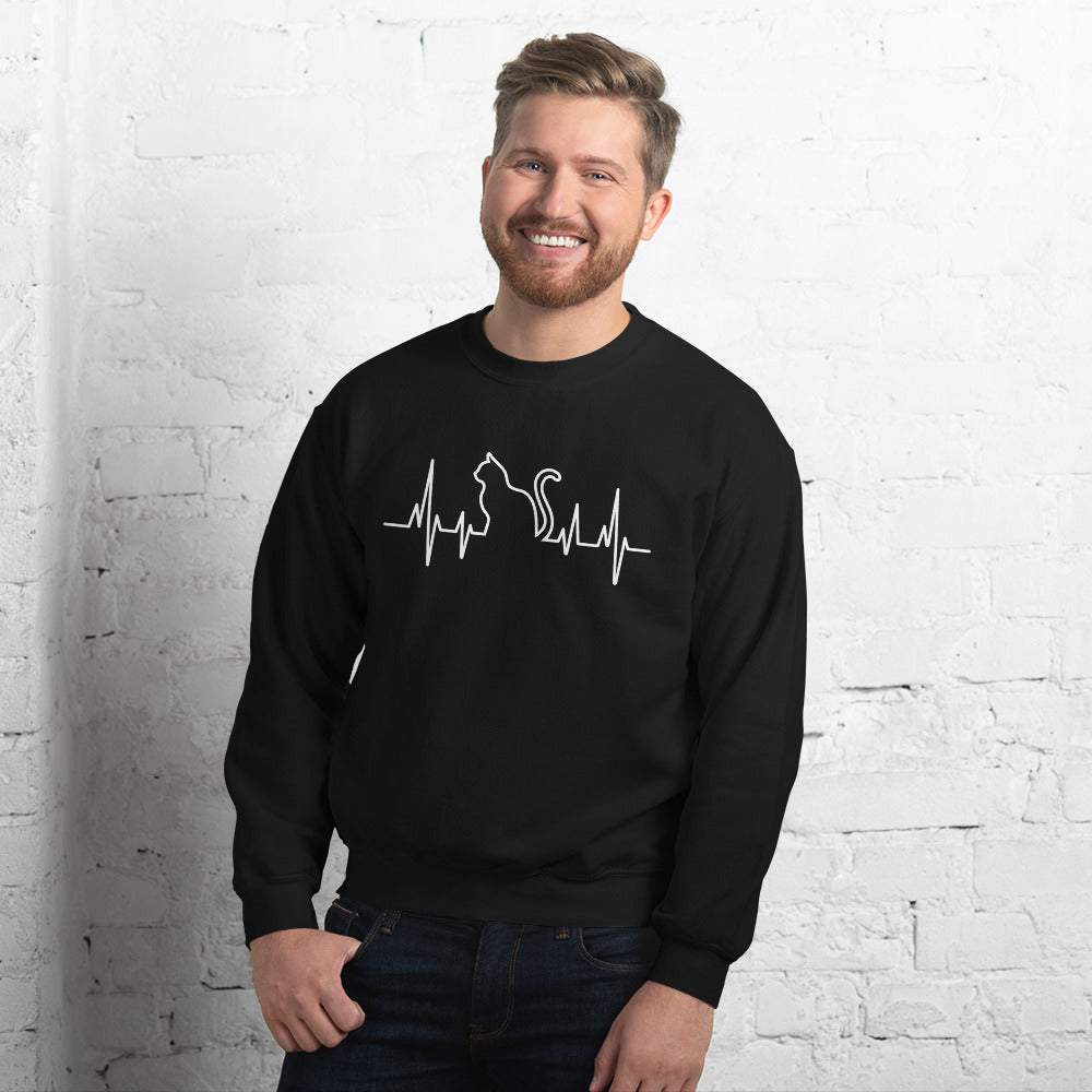 Herzschlag Katze - Unisex Sweatshirt Pullover mit Aufdruck