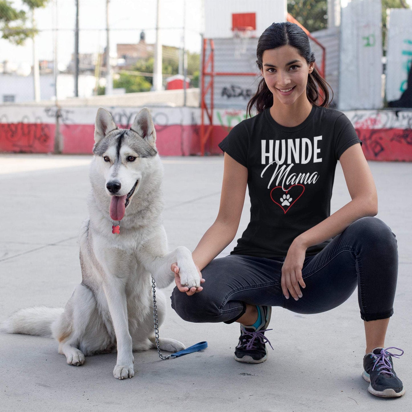 Hunde Mama - Damen Kurzarm T-Shirt mit Aufdruck 100% Bio