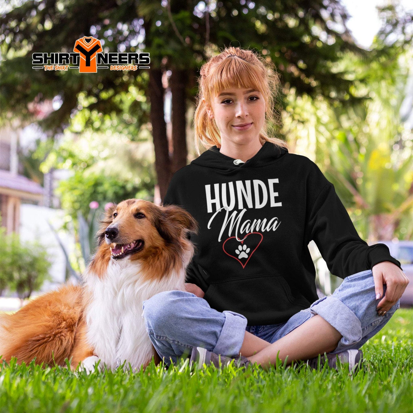 Hunde Mama - Damen Premium Bio Hoodie Kapuzenpullover