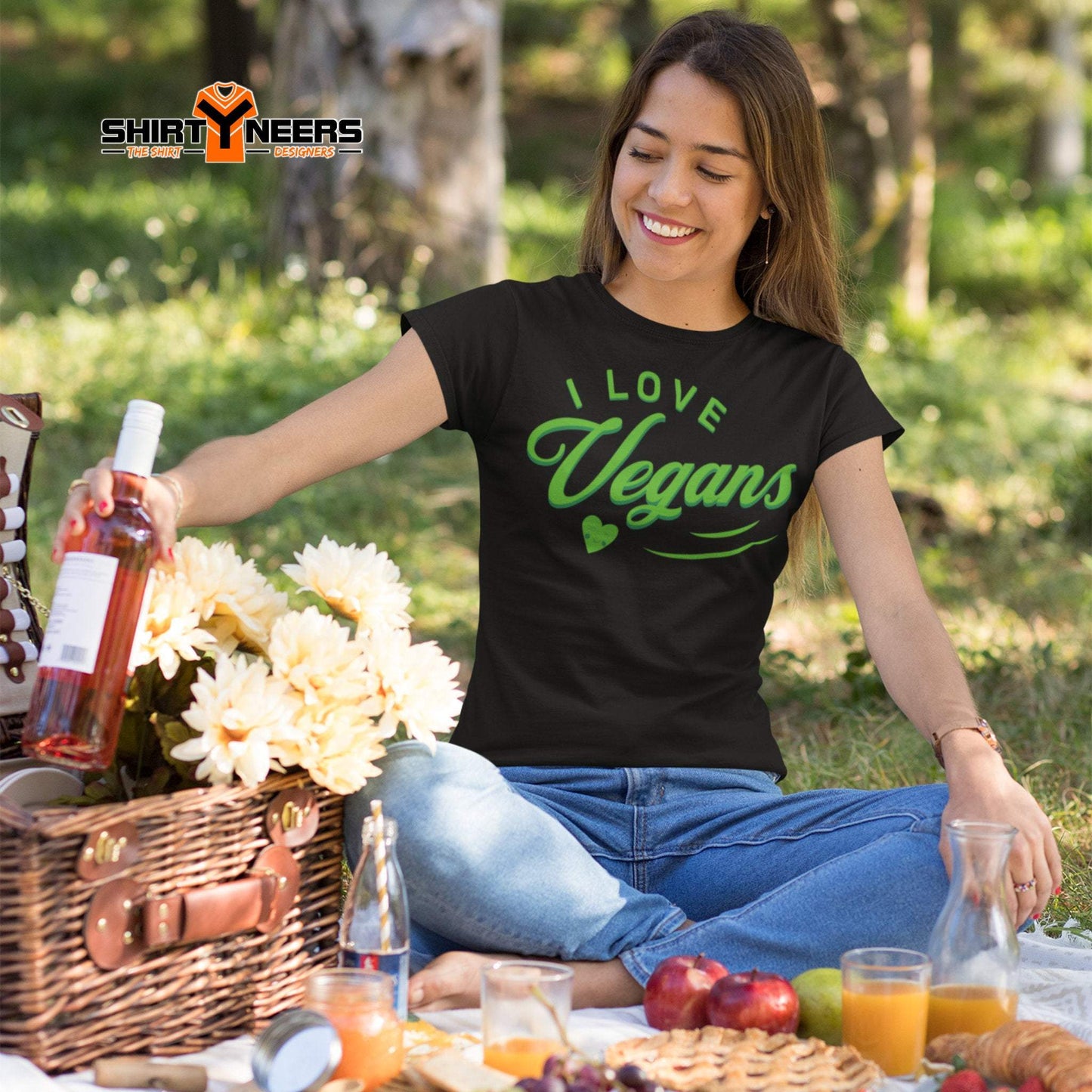 I LOVE VEGANS - Premium Unisex Kurzarm T-Shirt mit Aufdruck