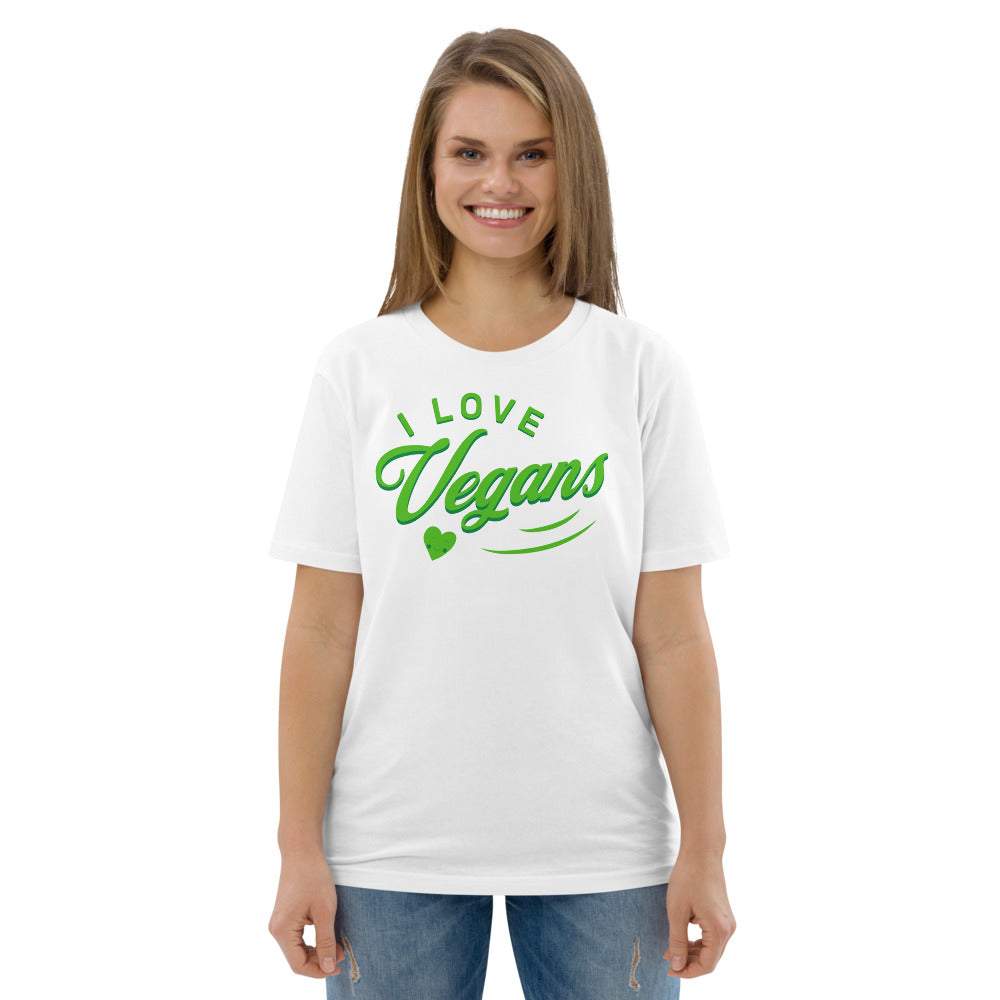 I LOVE VEGANS - Premium Unisex Kurzarm T-Shirt mit Aufdruck