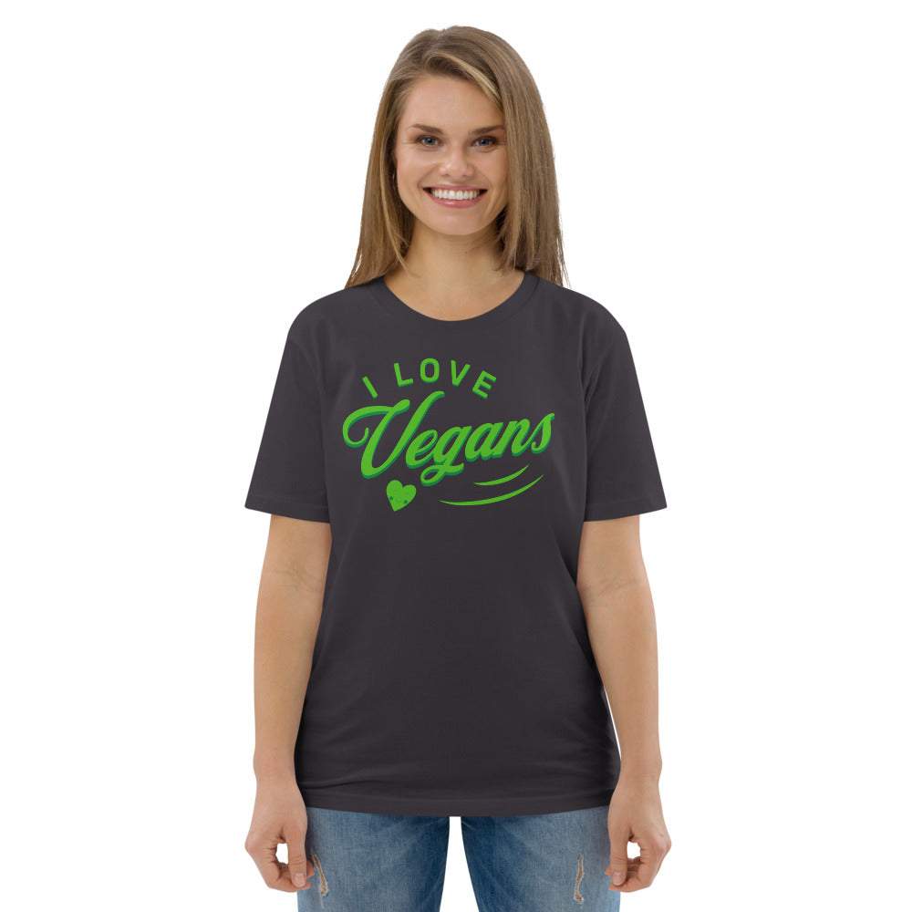 I LOVE VEGANS - Premium Unisex Kurzarm T-Shirt mit Aufdruck