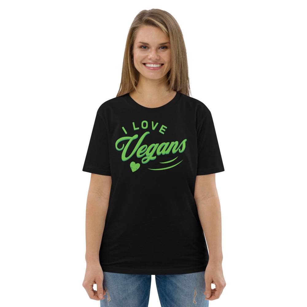 I LOVE VEGANS - Premium Unisex Kurzarm T-Shirt mit Aufdruck