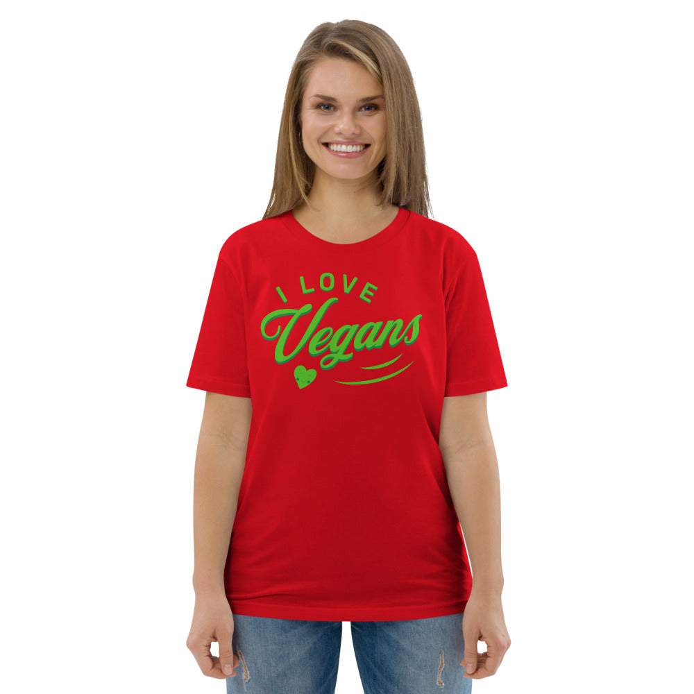 I LOVE VEGANS - Premium Unisex Kurzarm T-Shirt mit Aufdruck