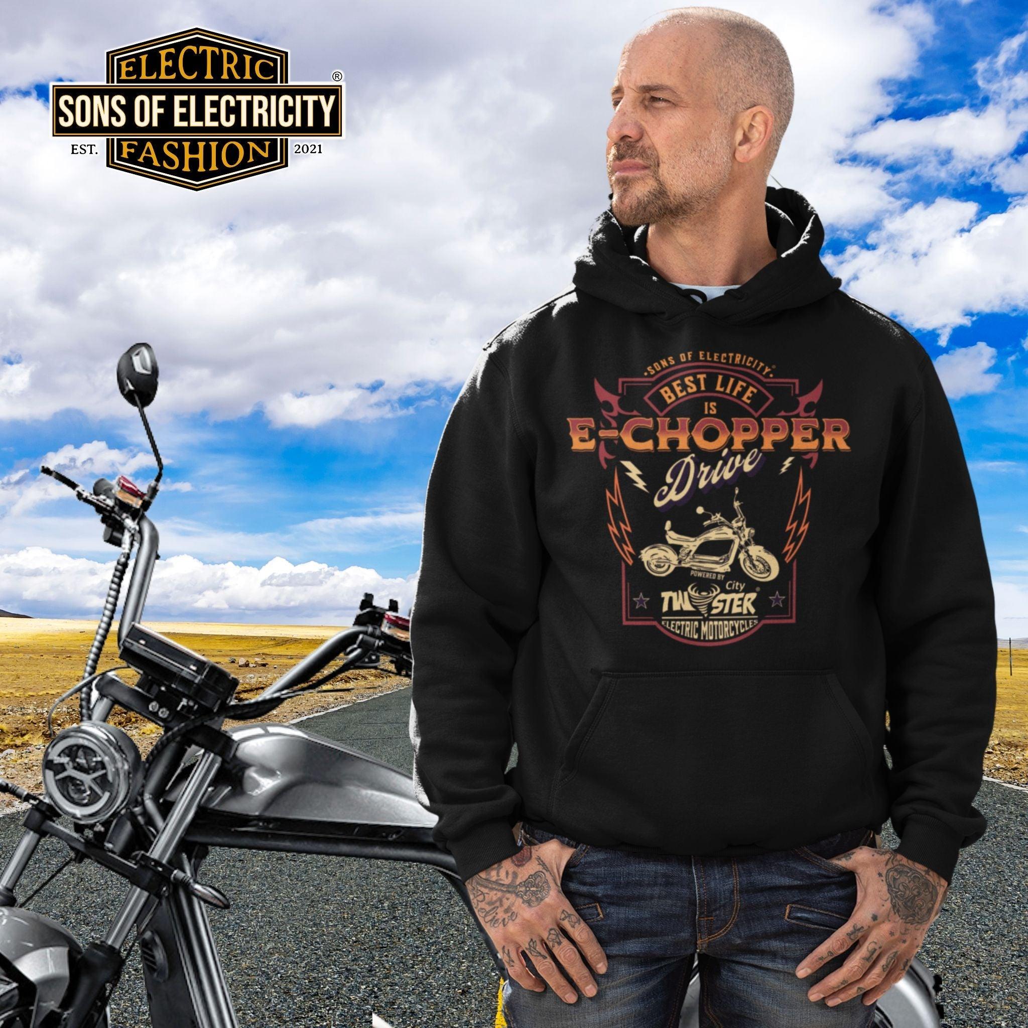 Organic Premium E-Chopper Hoodie: Sons of Electricity - City