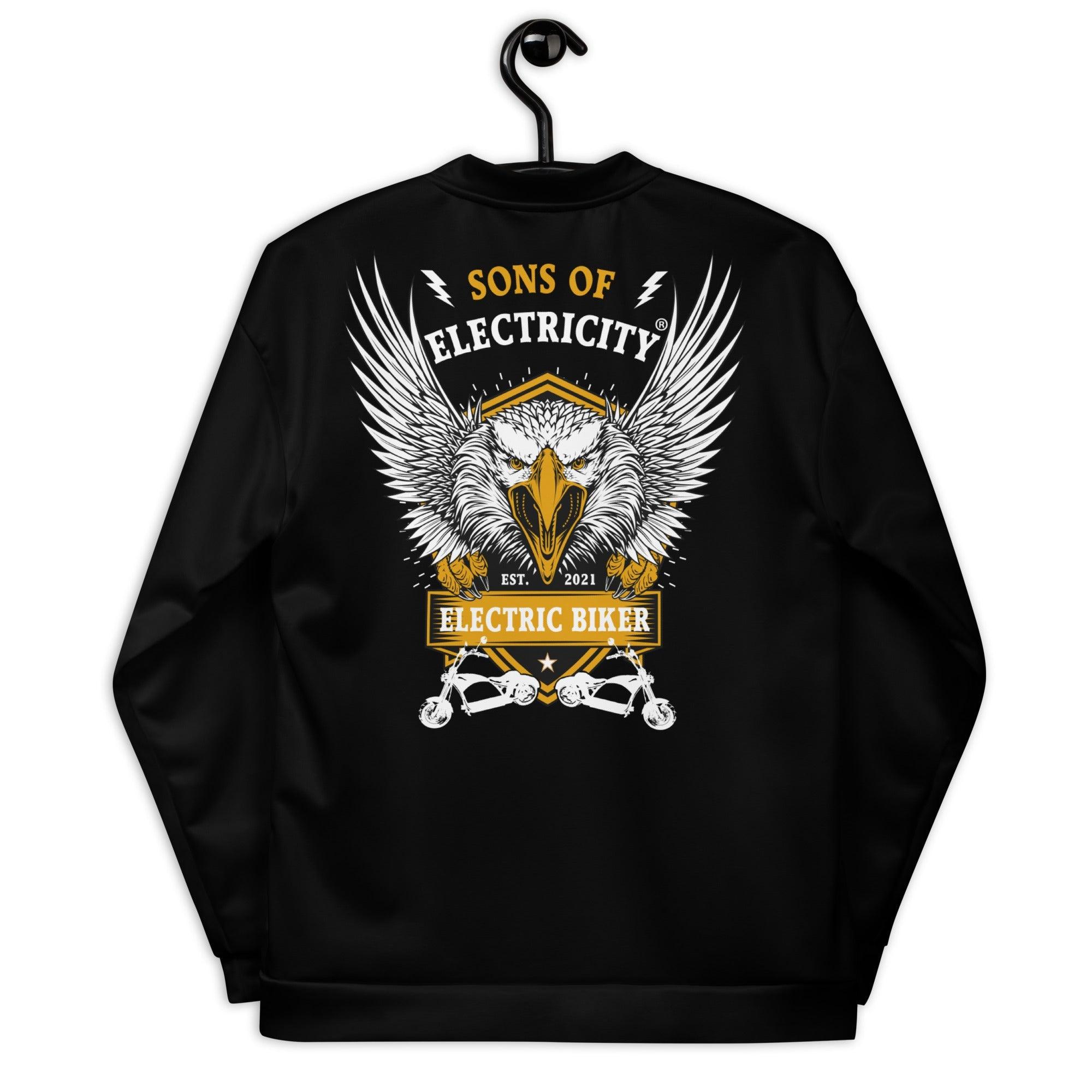 Premium E-Chopper (1) Bomberjacke: Electric Biker mit Adler
