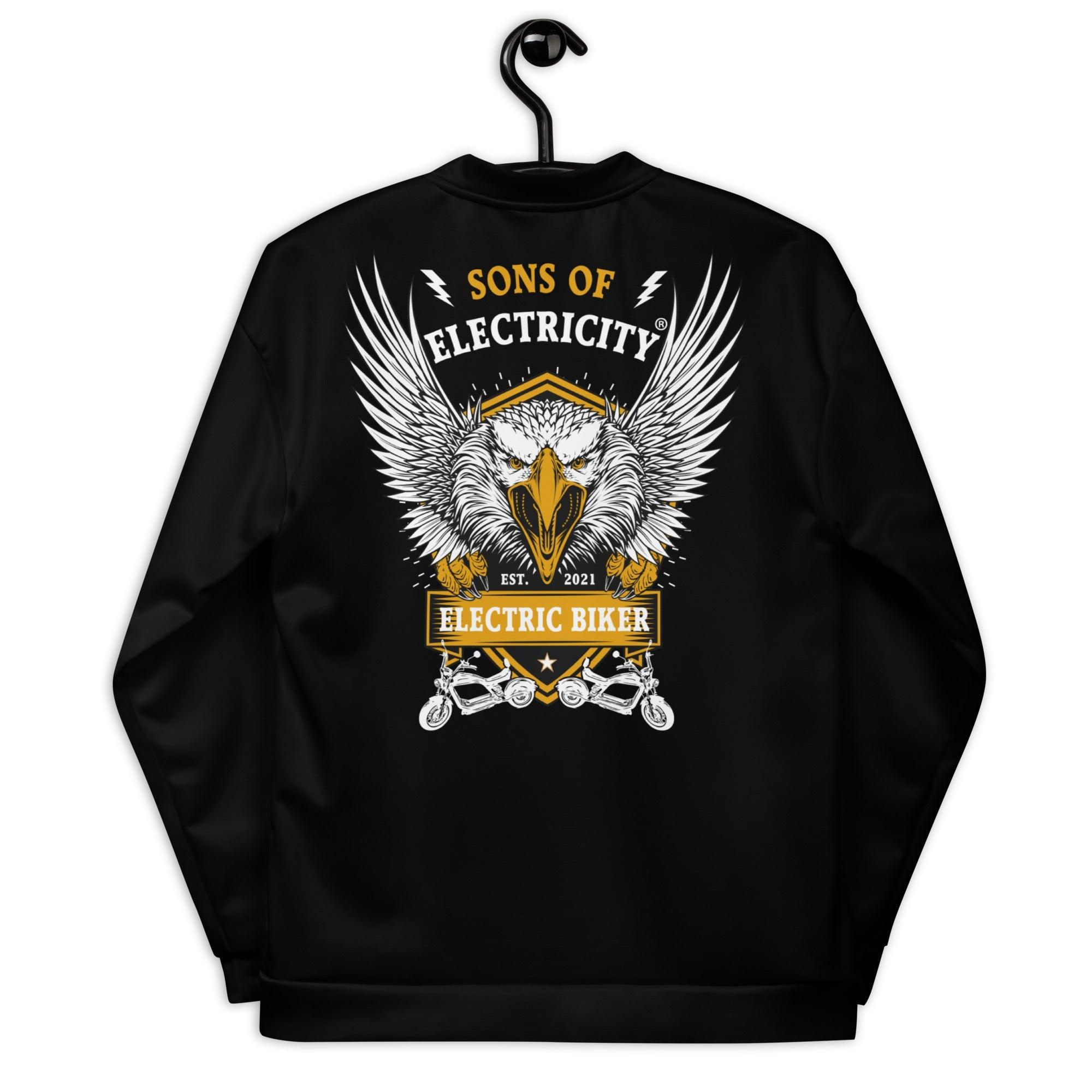 Premium E-Chopper (2) Bomberjacke: Electric Biker mit Adler