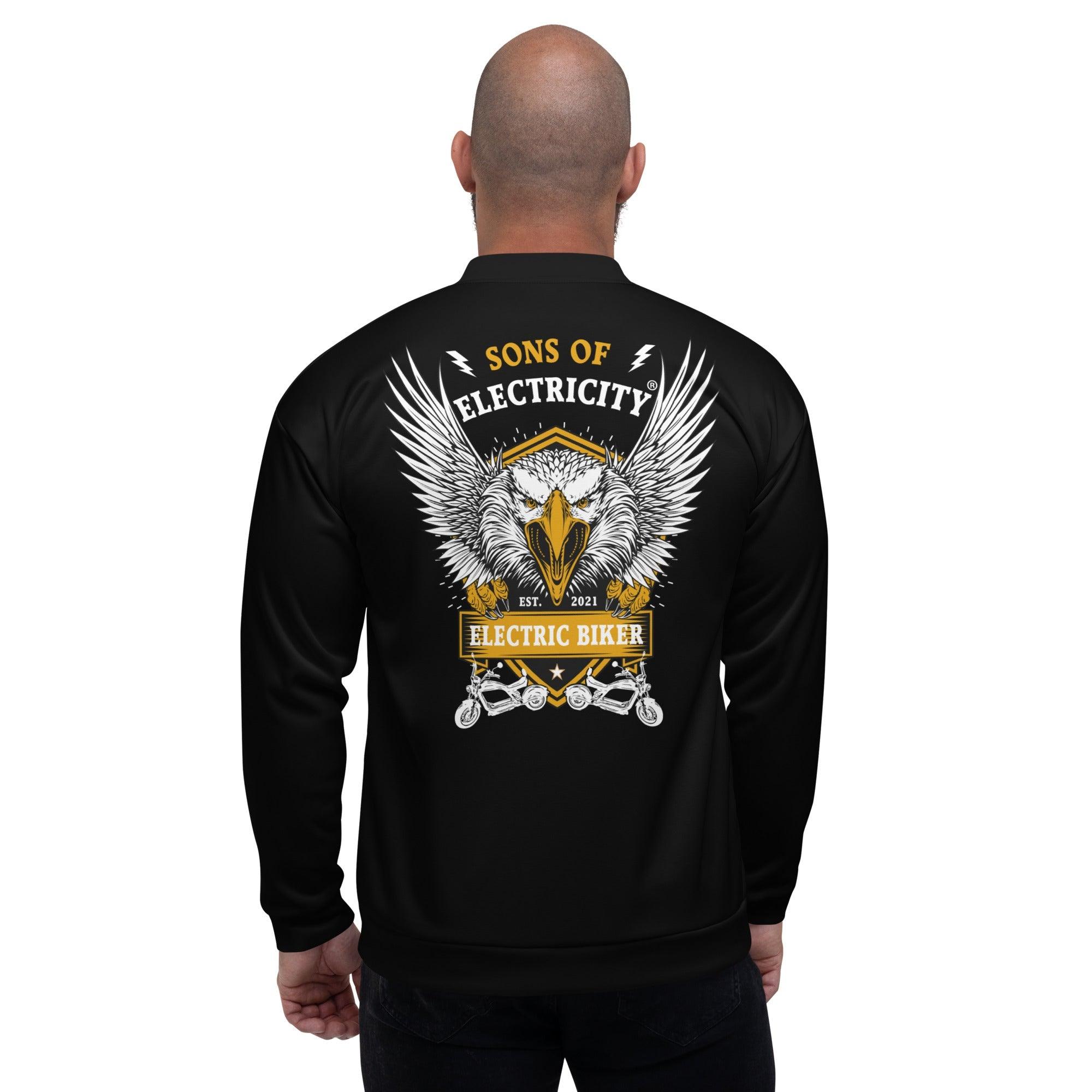 Premium E-Chopper (2) Bomberjacke: Electric Biker mit Adler