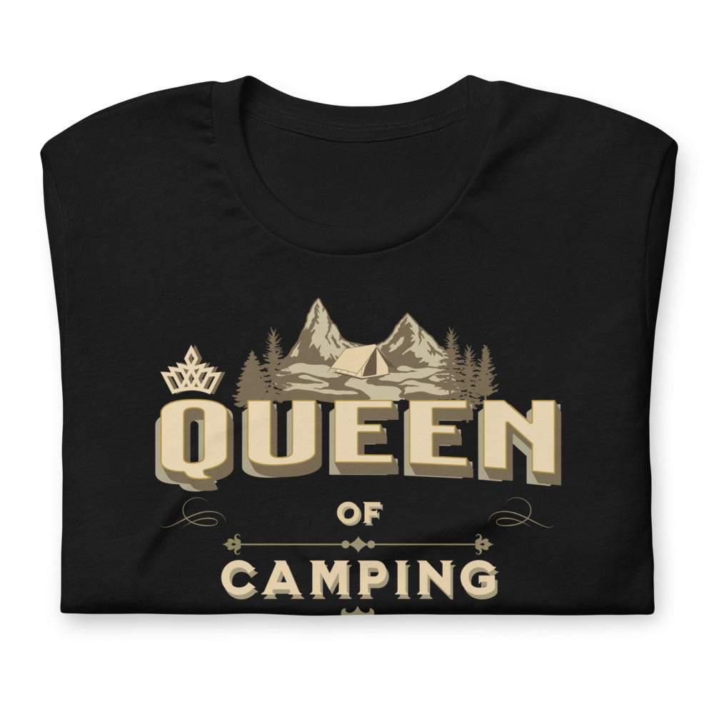 QUEEN OF CAMPING - Essentielles schwarzes Damen Kurzarm