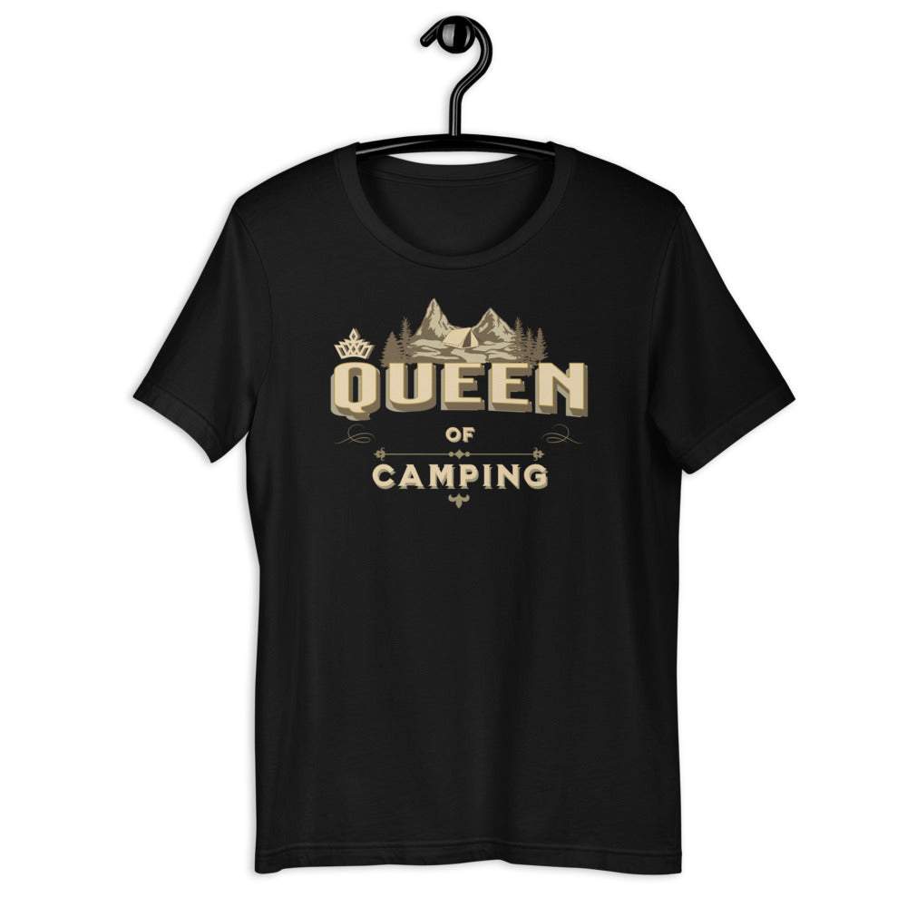 QUEEN OF CAMPING - Essentielles schwarzes Damen Kurzarm