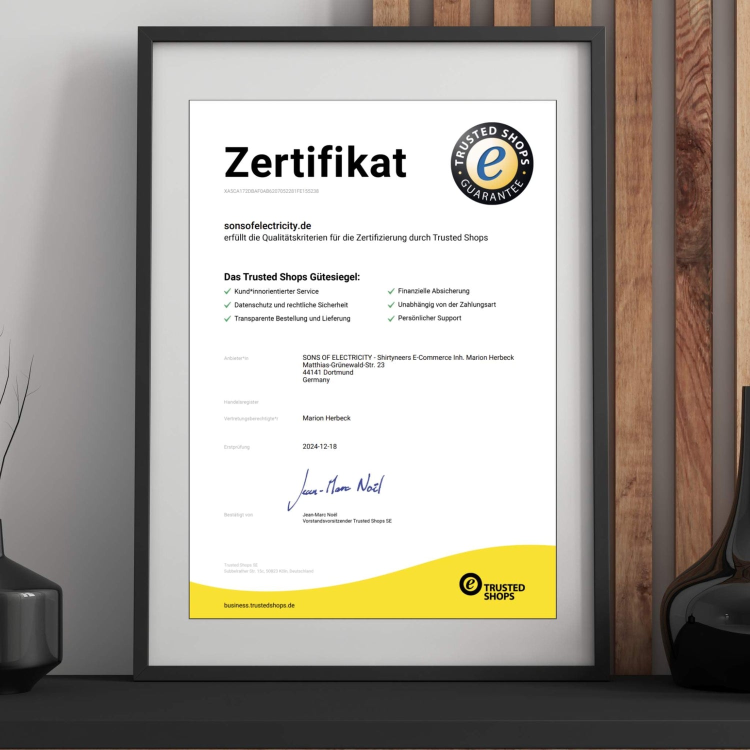 Sicher online einkaufen: Sons of Electricity ist Trusted Shops zertifiziert!