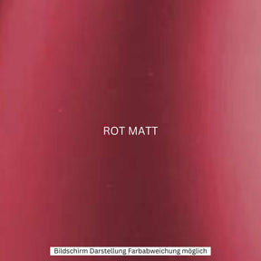 Ein mattroter Hintergrund mit der Aufschrift „ROT MATT“ in der Mitte, ergänzt durch einen Hinweis in deutscher Sprache am unteren Rand zu möglichen Farbabweichungen auf Bildschirmen – eine ideale Kulisse, um innovative Mobilitätslösungen wie den City Twister CityTwister 6.0 PREMIUM DUO 45 km/h | 56-Ah-Akku | Carplay-Display zu präsentieren – Der Original-E-Chopper-E-Scooter.