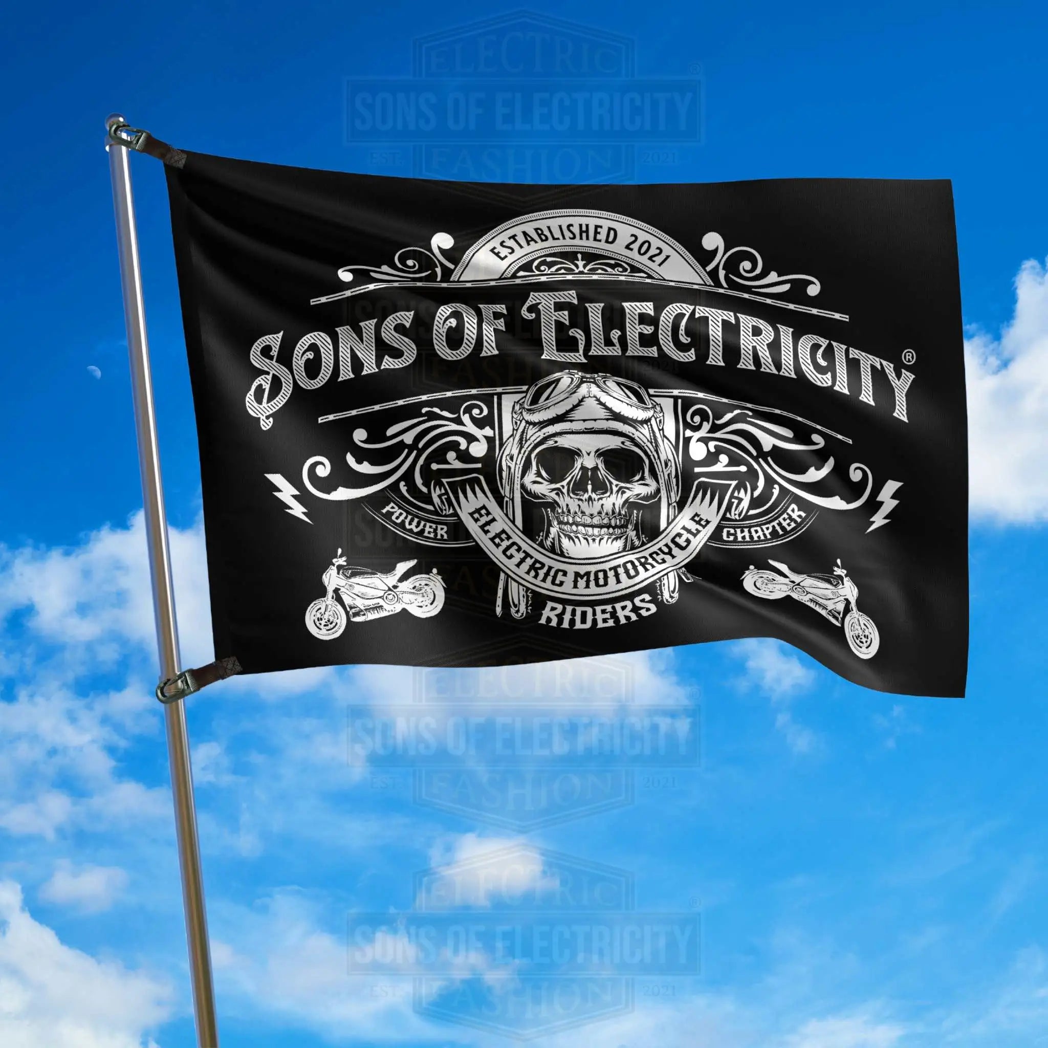 SONS OF ELECTRICITY Hiss-Fahne - Elektro Motorrad Riders -