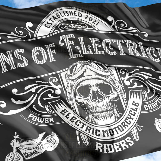 SONS OF ELECTRICITY Hiss-Fahne - Elektro Motorrad Riders -