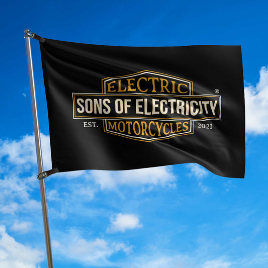 SONS OF ELECTRICITY Electric Motorcycles Logo Hiss-Fahne -