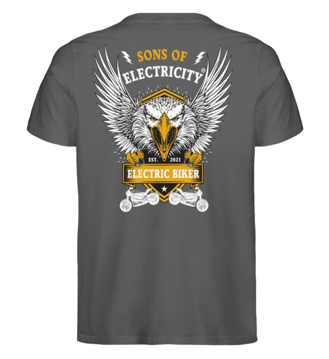 Bio Premium E-Motorrad T-Shirt: Electric Biker mit Adler
