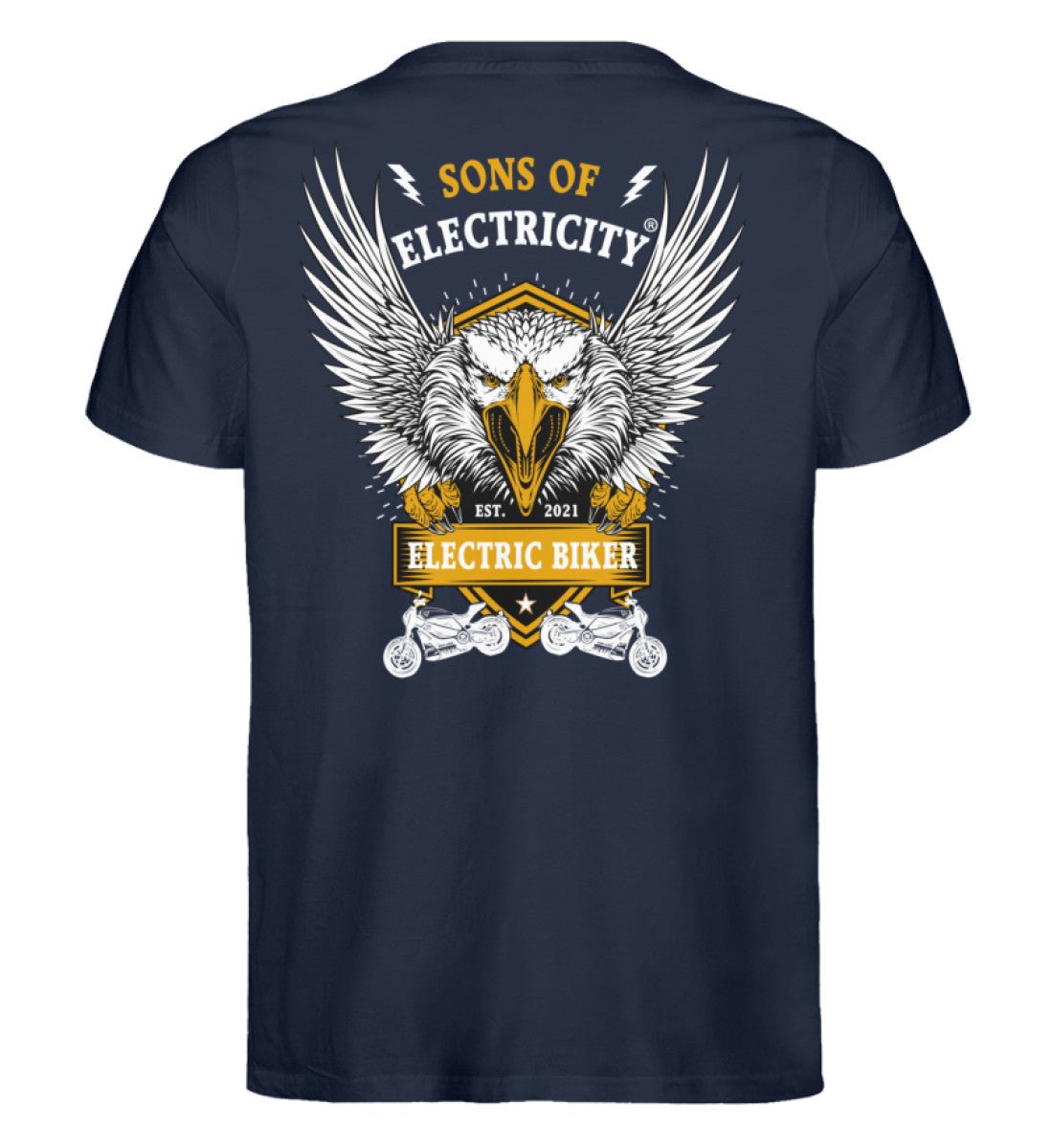 Bio Premium E-Motorrad T-Shirt: Electric Biker mit Adler