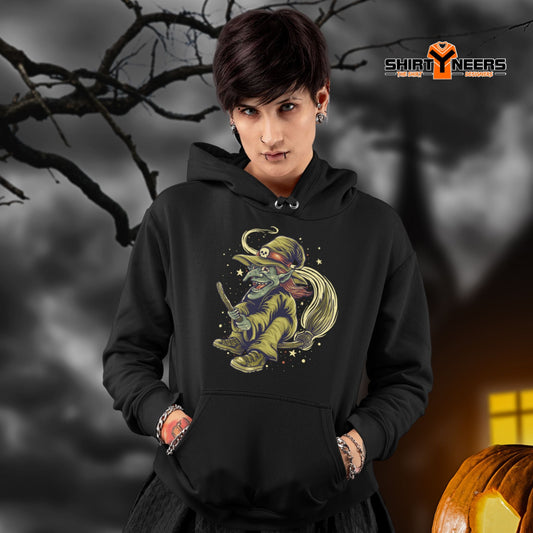Creepy Ville - Fliegende Hexe mit Besen – Premium Unisex