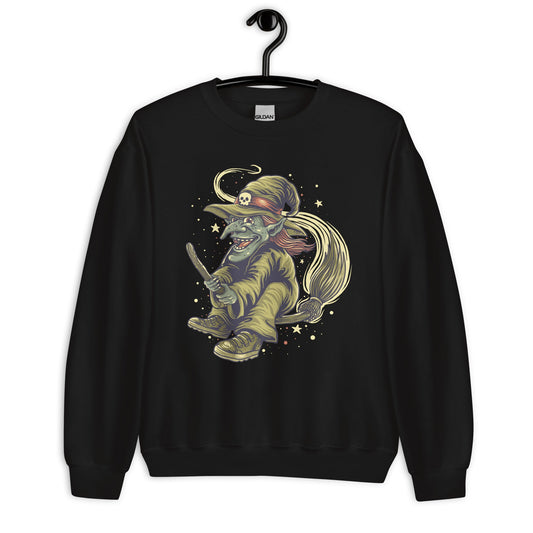 Creepy Ville - Fliegende Hexe mit Besen – Premium Unisex