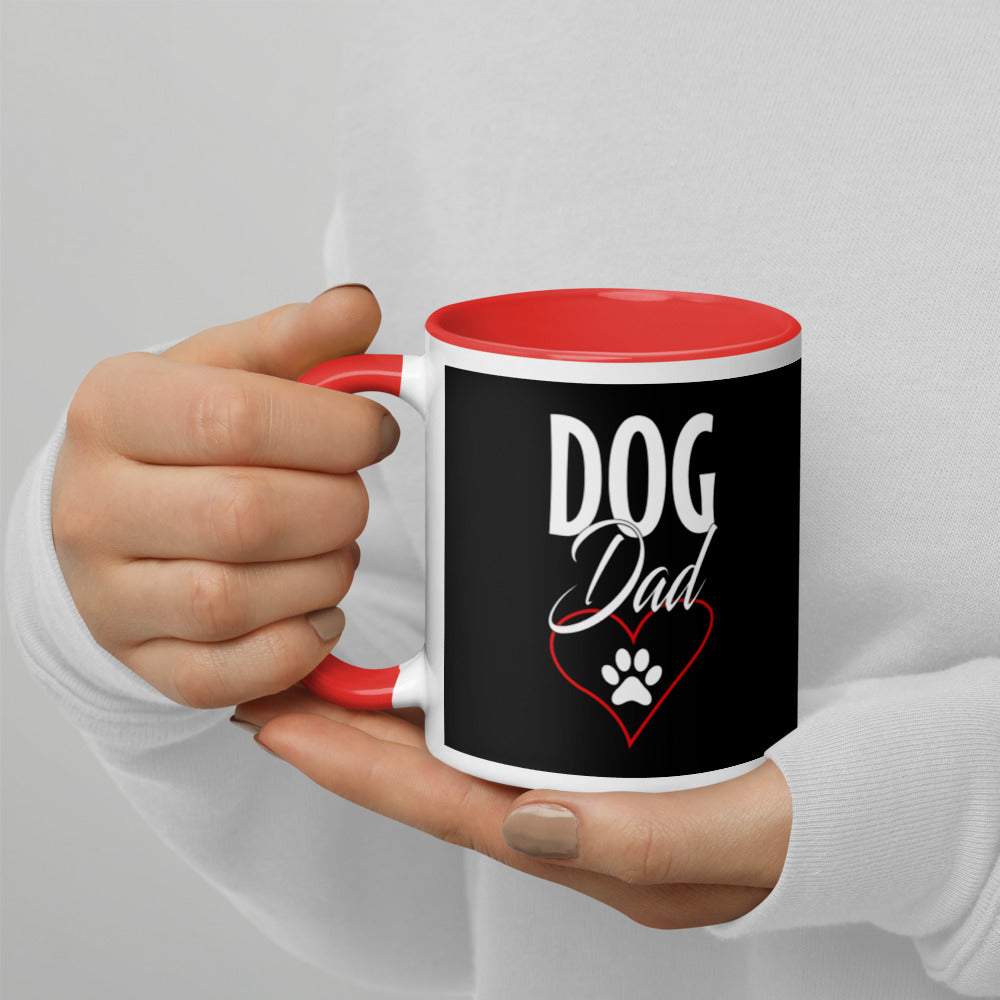 Dog Dad - Tasse mit farbiger Innenseite und Aufdruck - Rot -