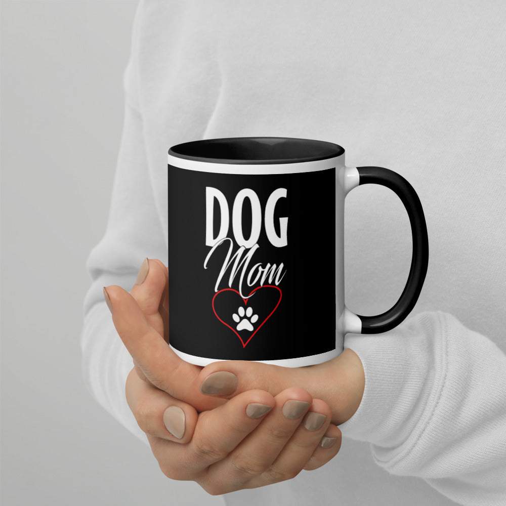 Dog Mom - Tasse mit farbiger Innenseite und Aufdruck -