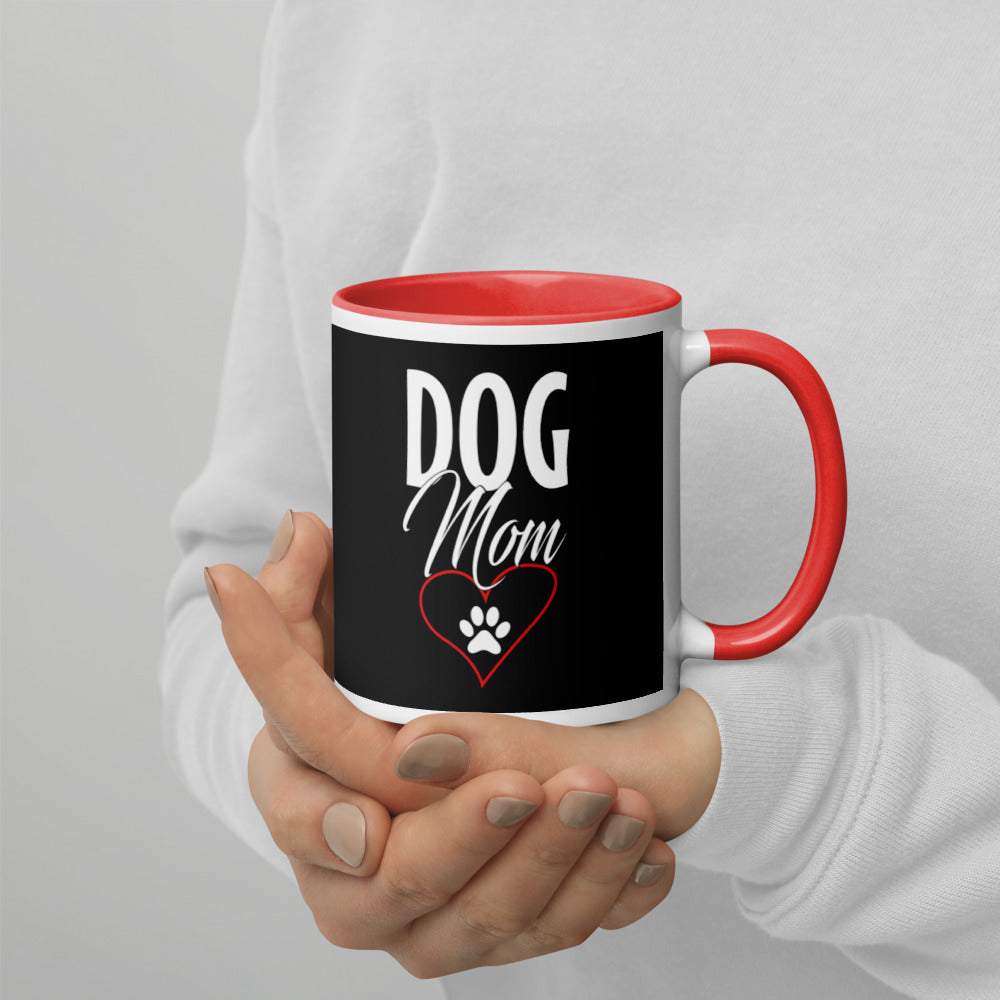 Dog Mom - Tasse mit farbiger Innenseite und Aufdruck -