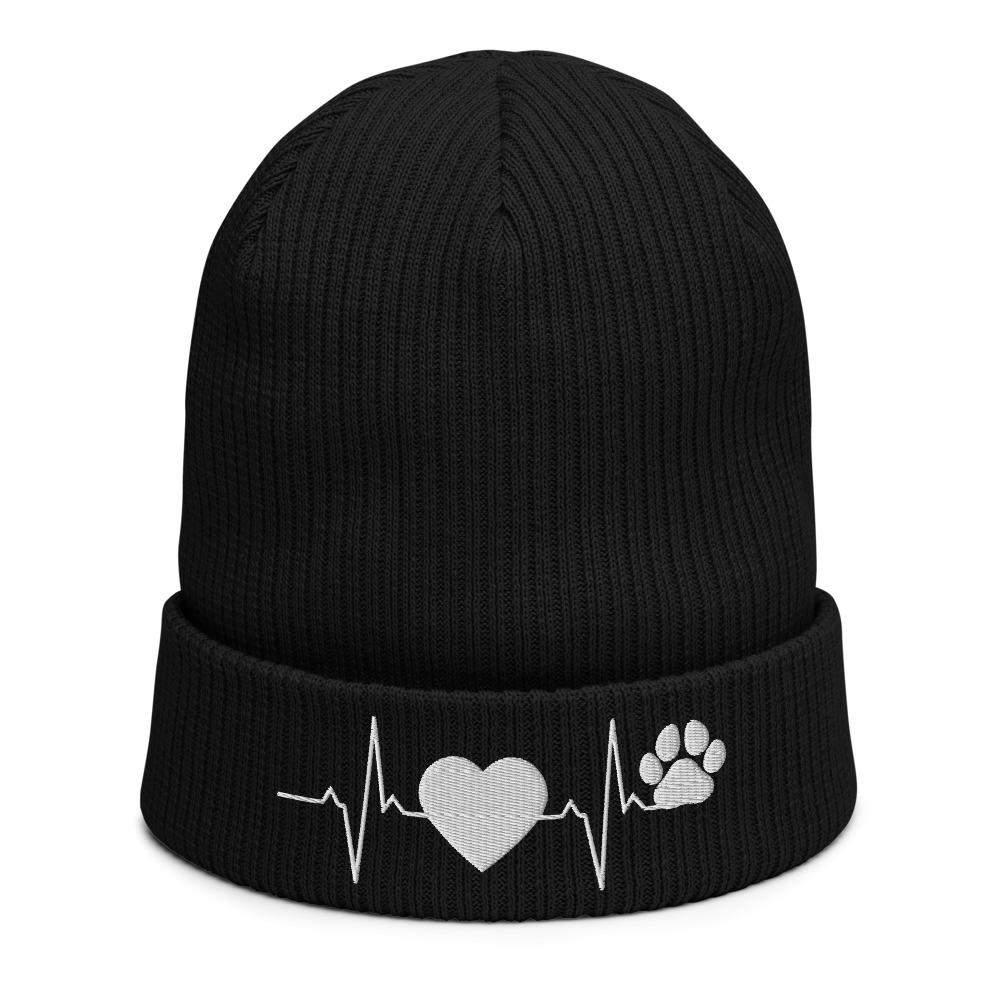 Herzschlag Herz Hund - Gerippte Beanie Mütze aus