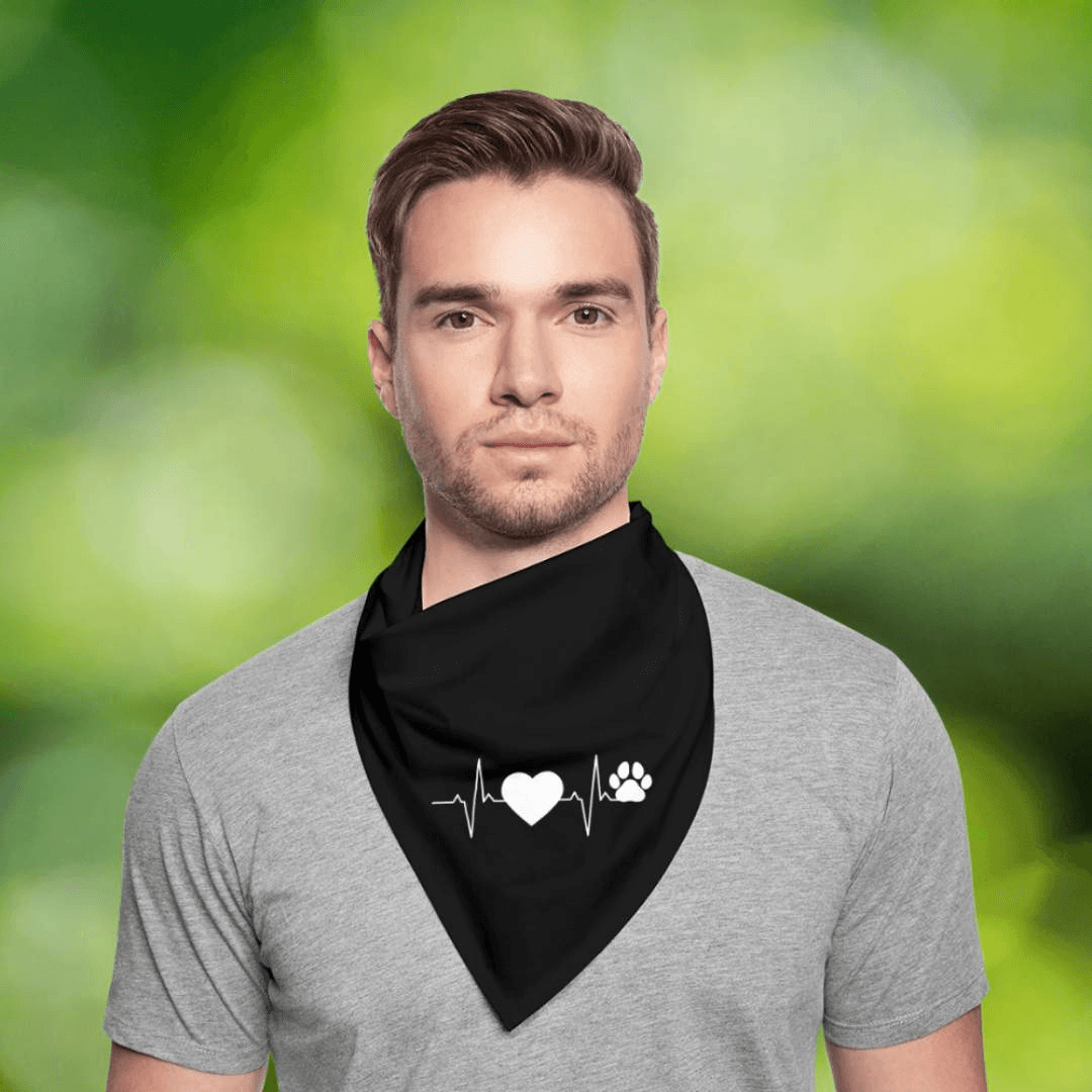 Herzschlag Herz Hundepfote - Bandana Halstuch mit Aufdruck