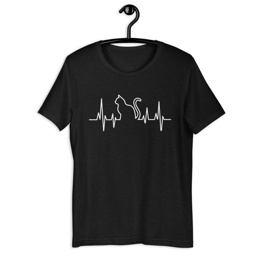 Herzschlag Katze - Kurzarm Unisex Premium T-Shirt