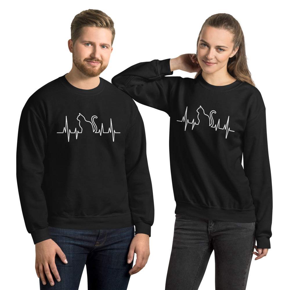 Herzschlag Katze - Unisex Sweatshirt Pullover mit Aufdruck