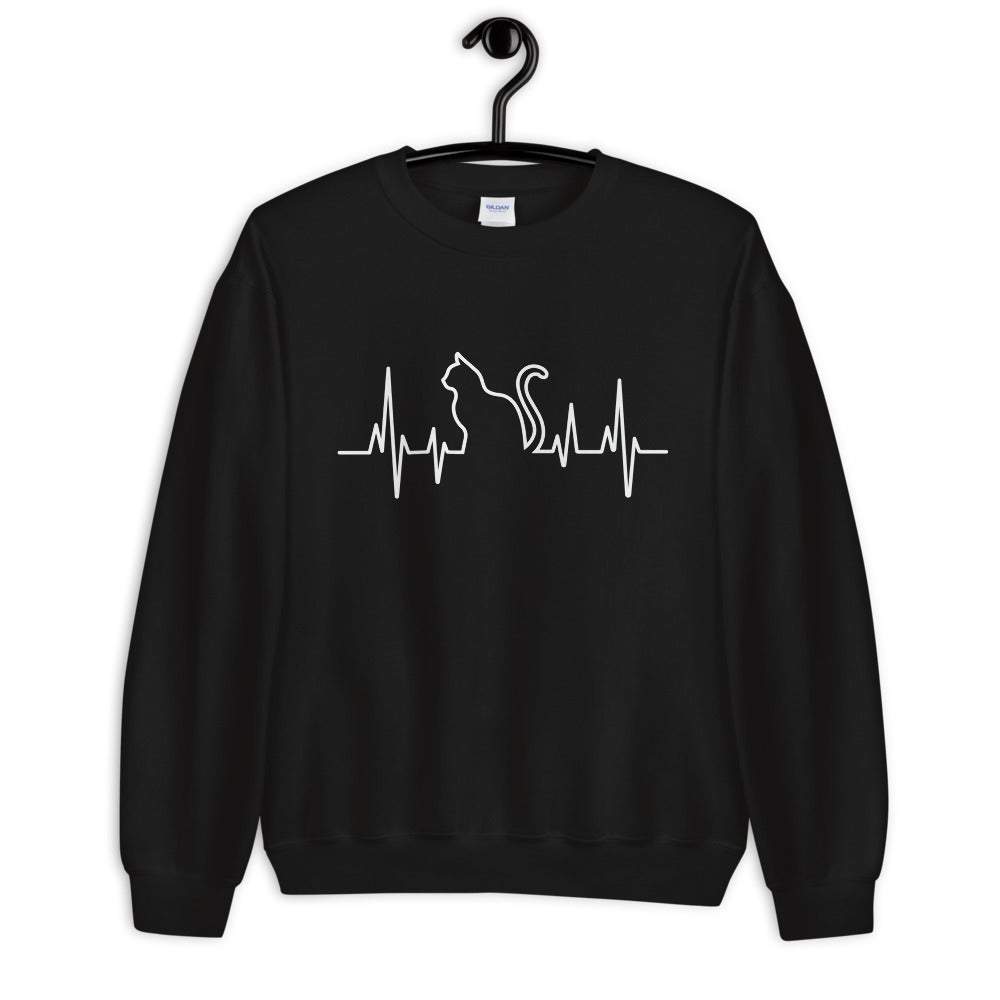 Herzschlag Katze - Unisex Sweatshirt Pullover mit Aufdruck