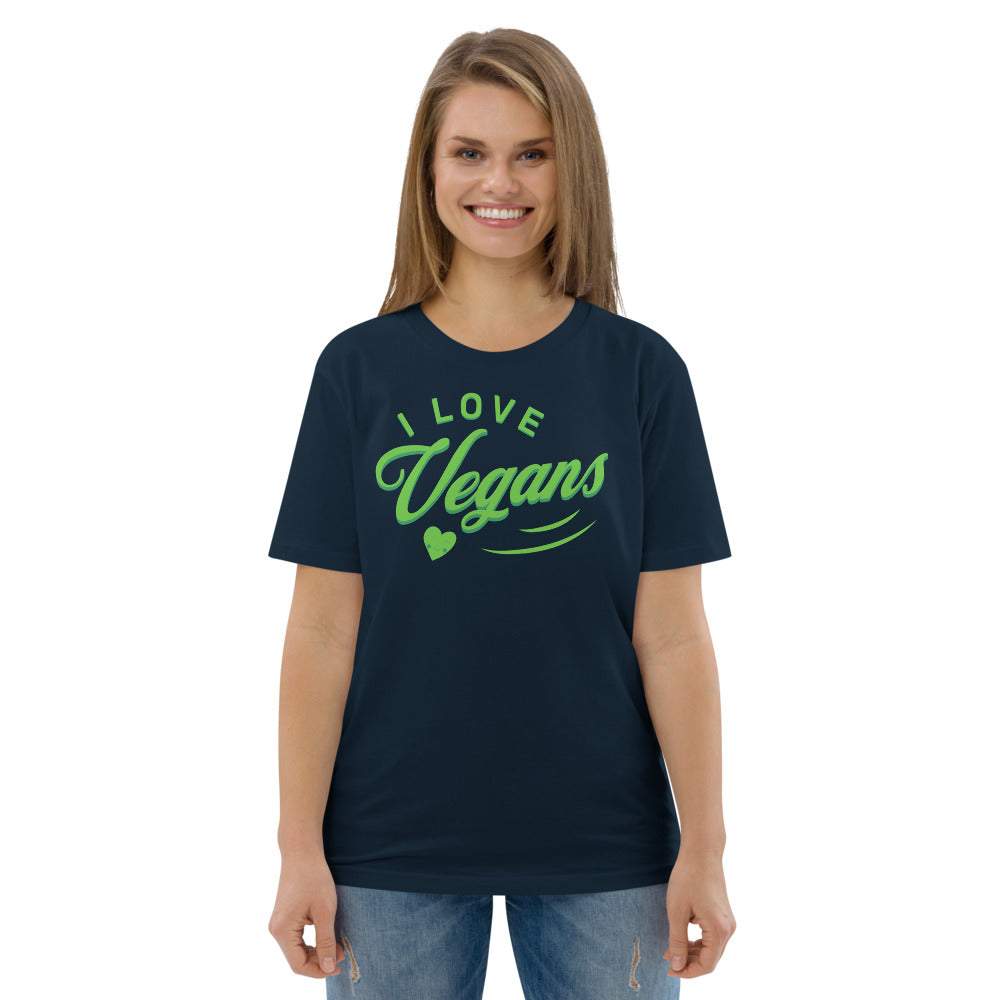 I LOVE VEGANS - Premium Unisex Kurzarm T-Shirt mit Aufdruck