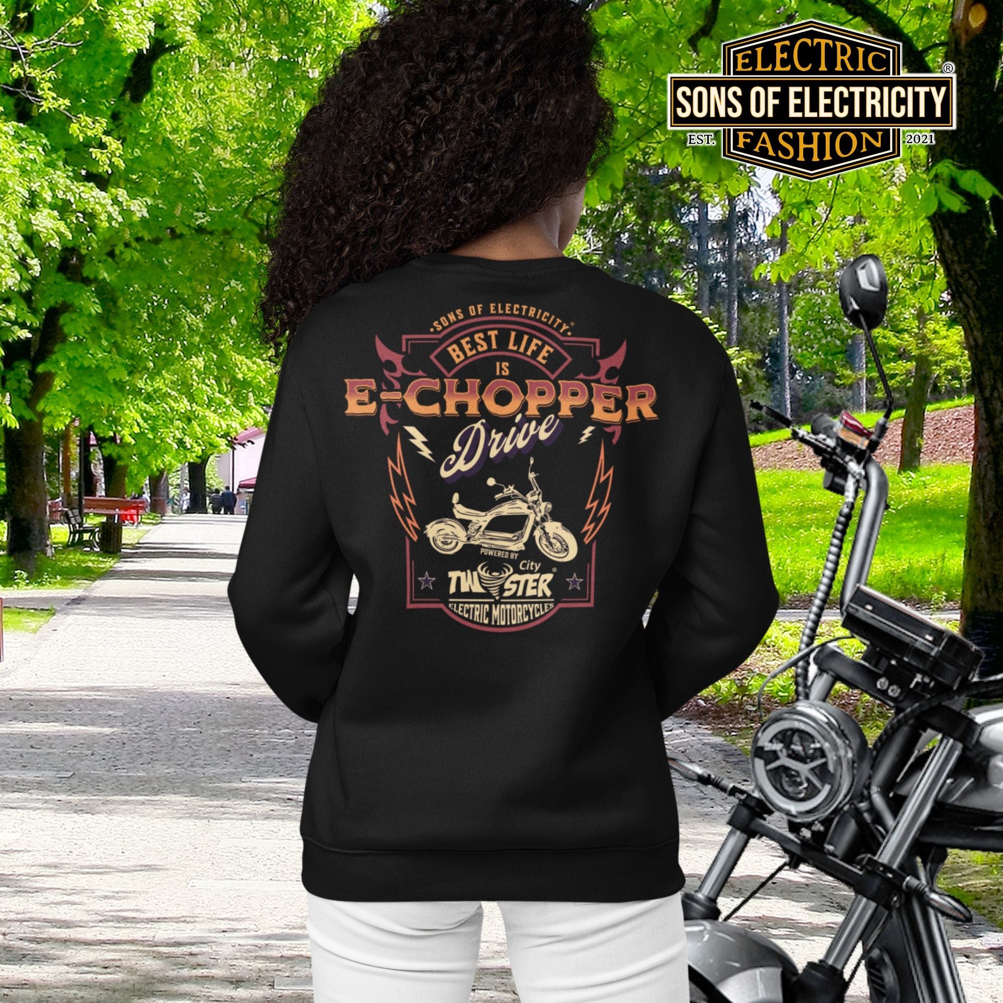 Organic Premium E-Chopper Sweatshirt: SONS OF ELECTRICITY-