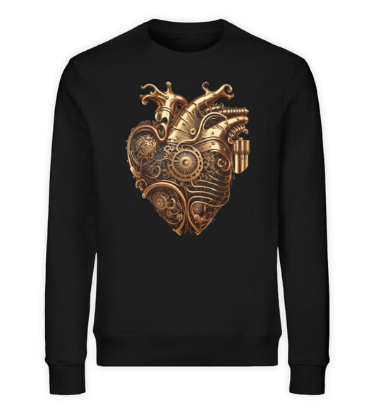 Premium Organic Sweatshirt Herz im Steampunk Style - Black /