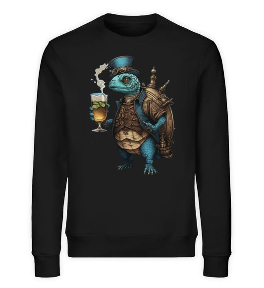 Premium Organic Sweatshirt Schildkröte mit Bier in der Hand