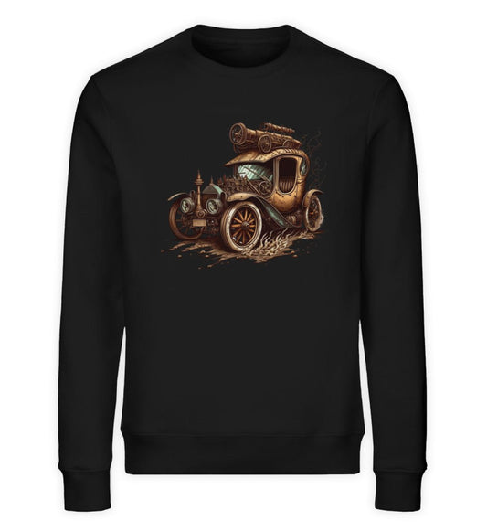 Premium Organic Sweatshirt Steampunk Auto mit Dampfantrieb -