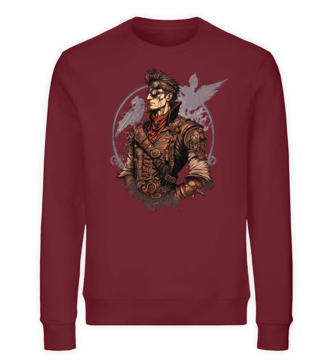 Premium Organic Sweatshirt Steampunk Cyborg - Burgundy / S -