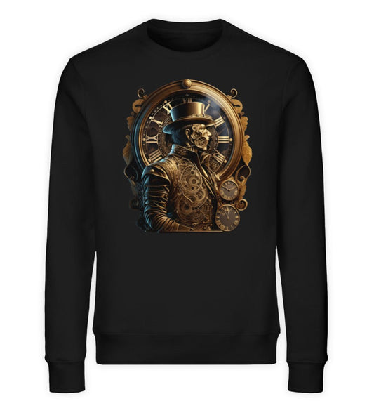 Premium Organic Sweatshirt Steampunk Cyborg mit Uhr |
