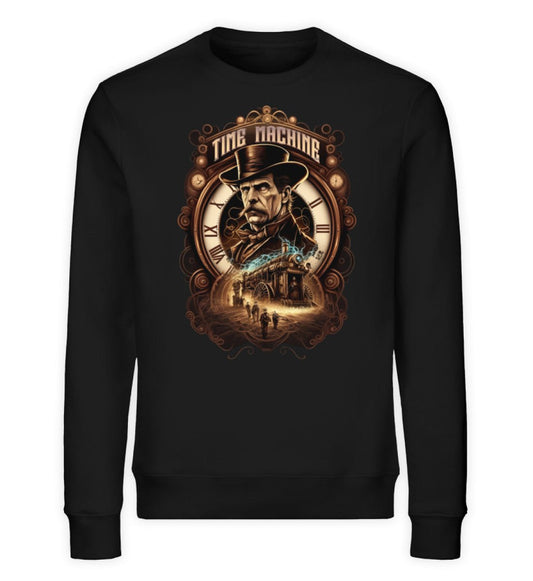 Premium Organic Sweatshirt Steampunk Time Machine - Black /