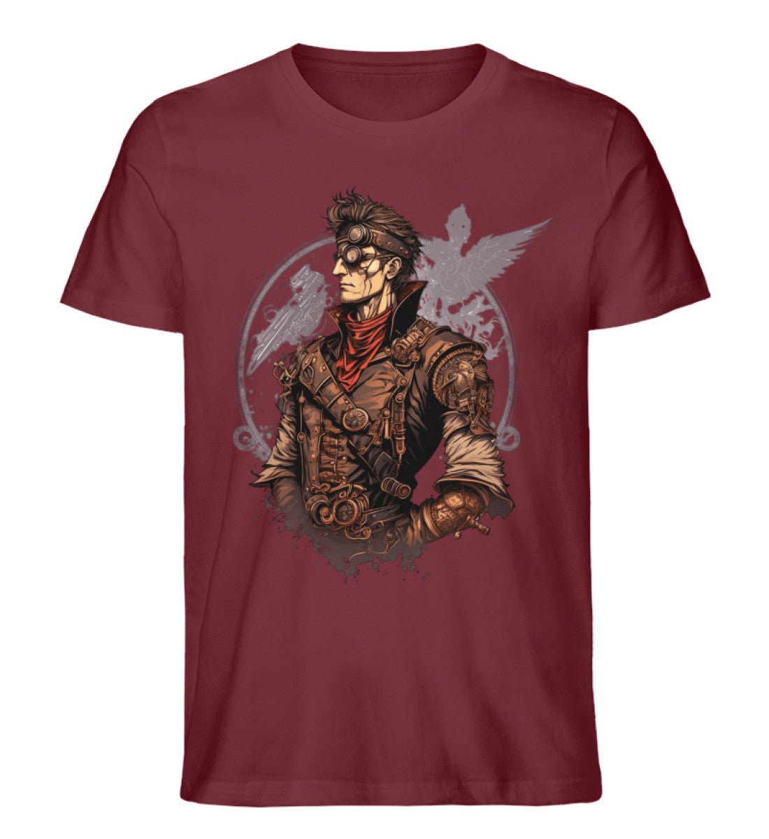 Premium Organic T-Shirt Steampunk Cyborg - Burgundy / S