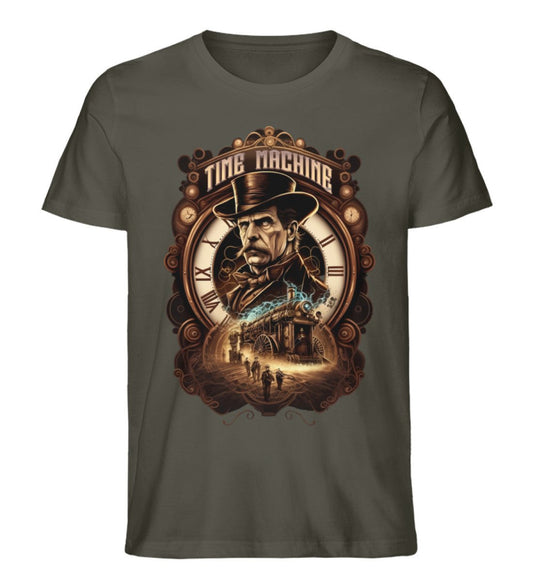 Premium Organic T-Shirt Steampunk Time Machine - Khaki / S